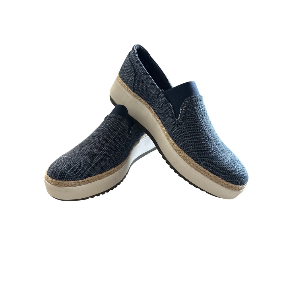 Clarks Collection Zylah Sky Denim Blue Espadrille Slip on Platform Shoes WMS  10